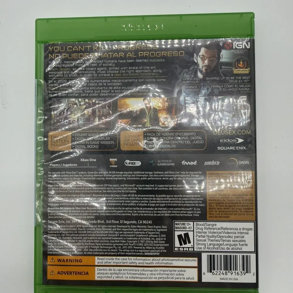 Deus Ex: Mankind Divided - Day One Edition - Microsoft Xbox One BRAND NEW
